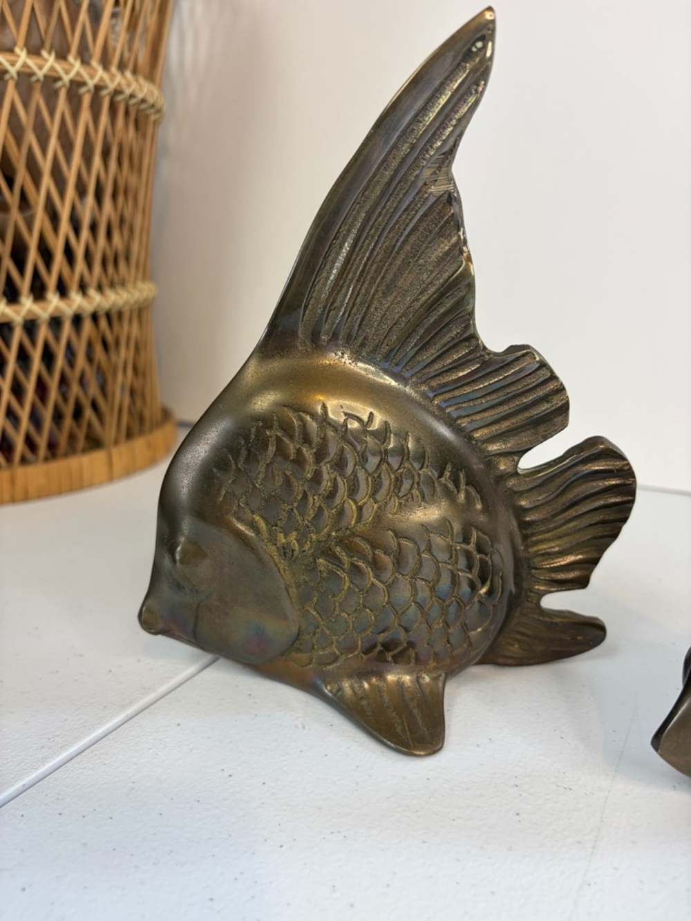 Vintage Brass Angel Fish Family Lot 1970s Home Decor Boho Bohemian Eclectic 70s - Picture 3 of 9